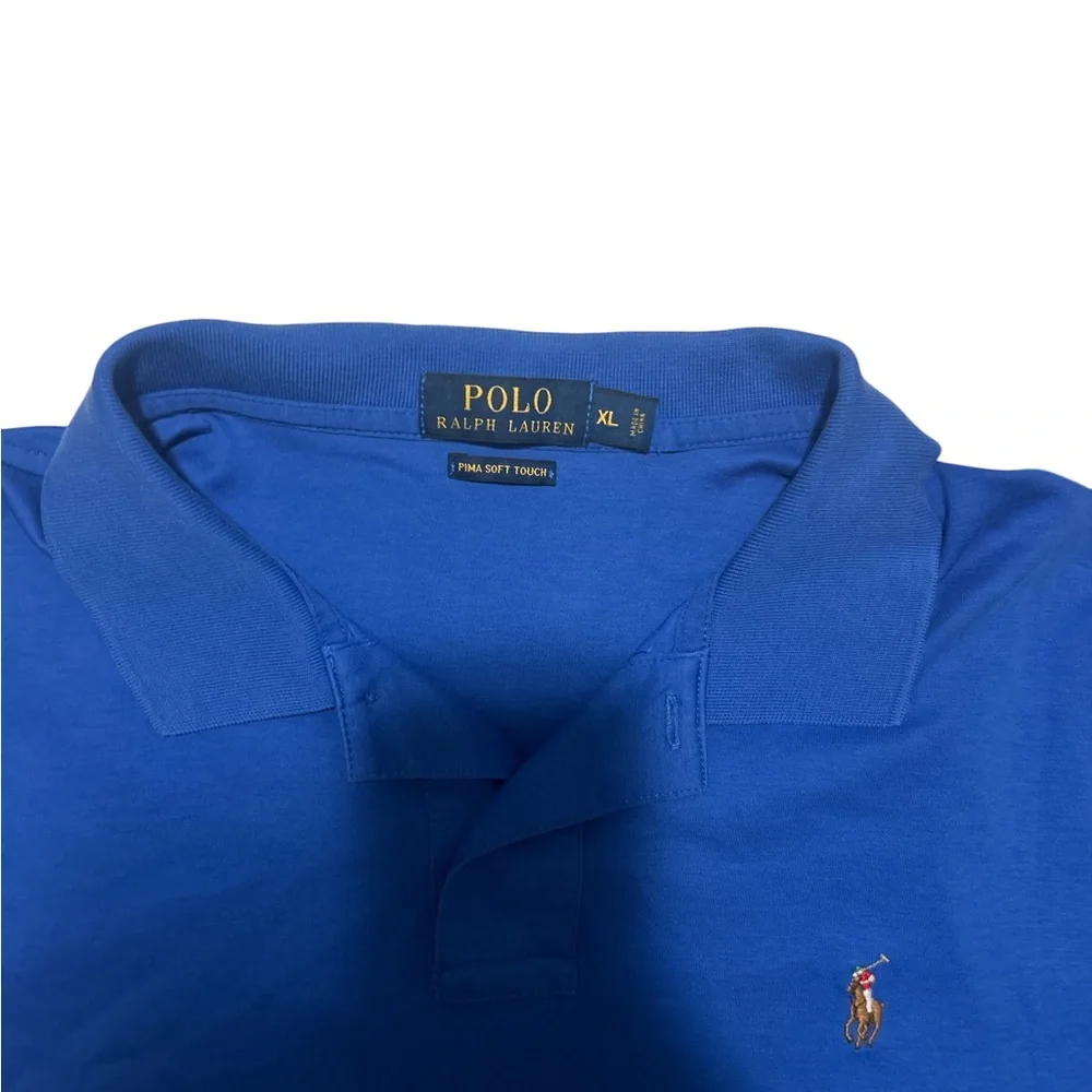 Lot of 2 Polo Ralph Lauren XL White Big Pony Tee Blue Pima Soft Touch Polo - Picture 7 of 12